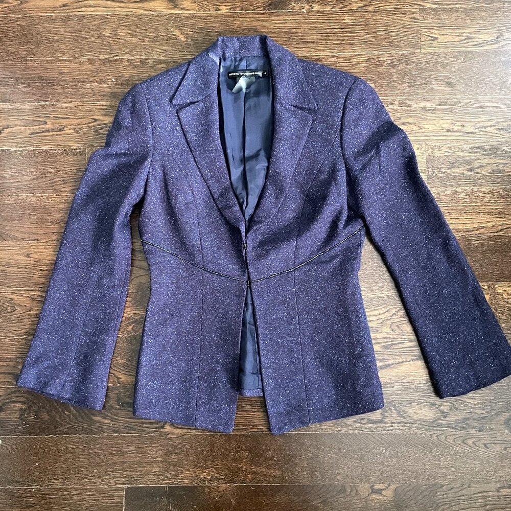 Misura by Joeffer Caoc Purple Wool Silk Blend Blazer w/ Bead Detail-Size 4